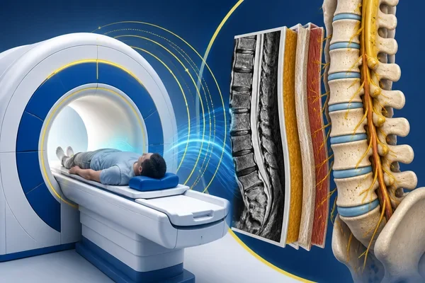 نمای لایهای ستون فقرات و سازوکار تصویربرداری MRI